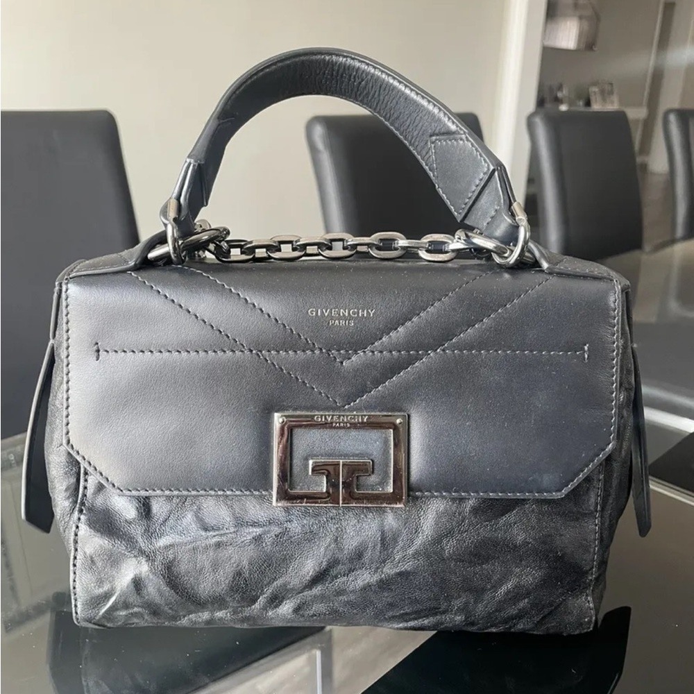 Givenchy Creased Patent Calfskin Small ID Flap Black